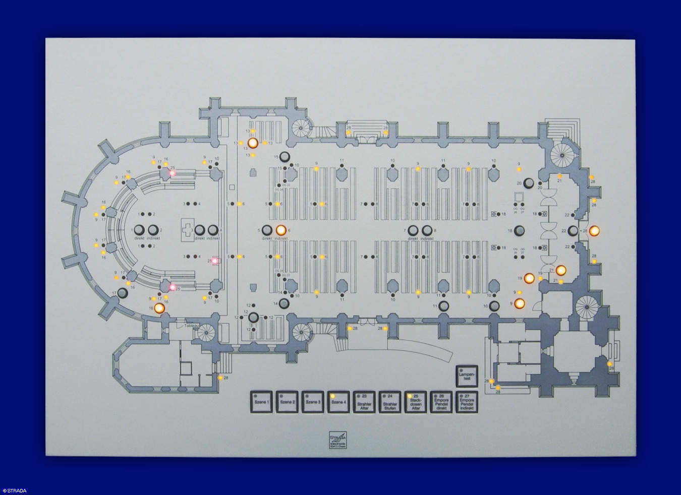 Kirchentableau Montage UP-Geh�use - Lageplantableau 2-farbig mit UP-Geh&auml;use