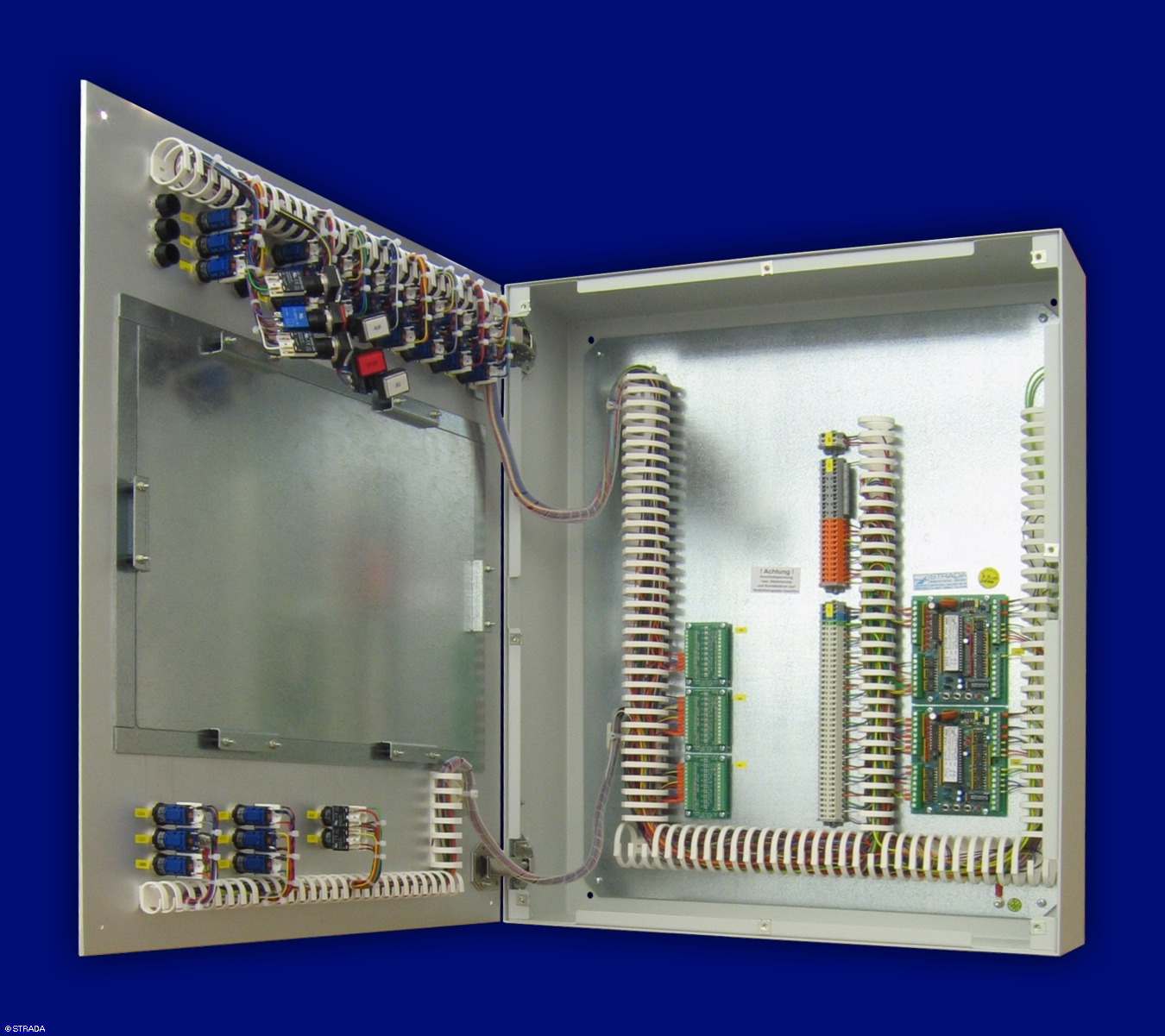 Lageplantableaus, Leuchtschaltbild, Anzeigetableau, Meldetableau, Lageplantableau und Blindschaltbild Frontplatte Alu - Lageplantableau mit austauschbarer Grundrissdarst.