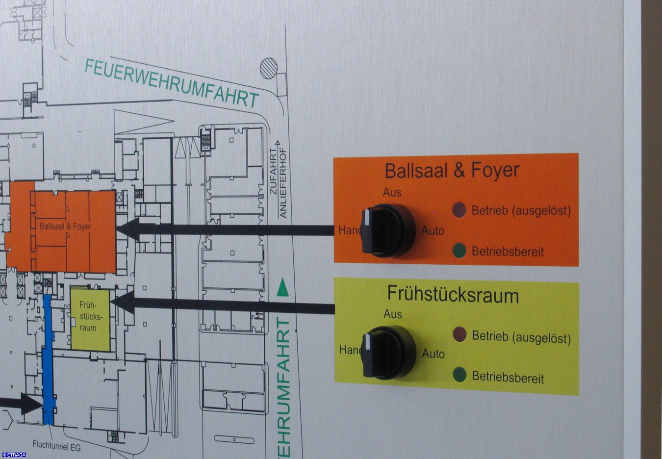 Brandmeldetableau, Entrauchungstableau - AP-Anzeige / Entrauchung
