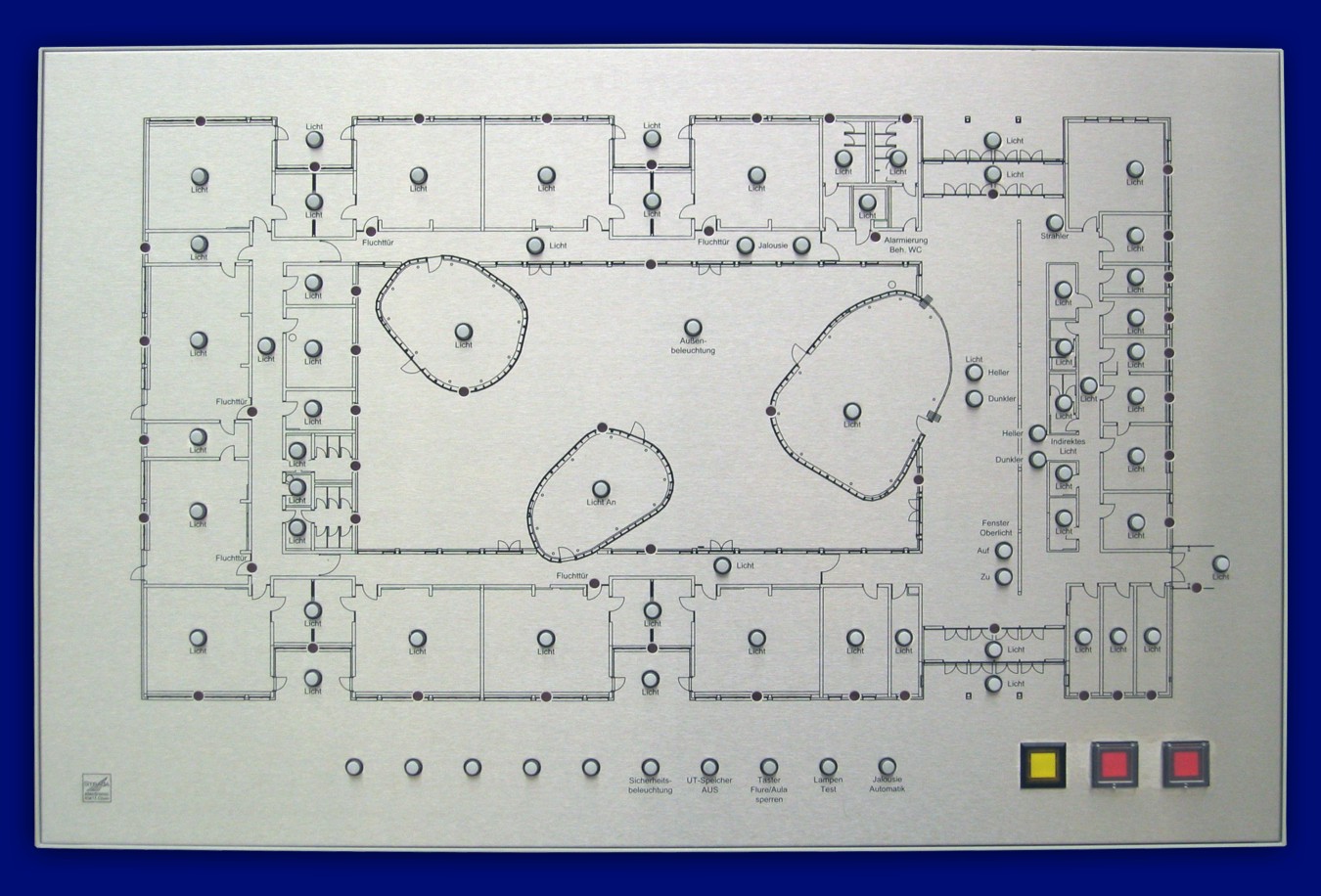 Lageplantableaus, Leuchtschaltbild, Anzeigetableau, Meldetableau, Lageplantableau und Blindschaltbild Frontplatte V2a - V2a Lageplan