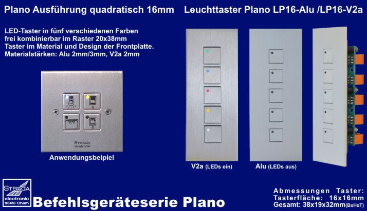 Befehlsgerteserie Plano quadratisch 16mm