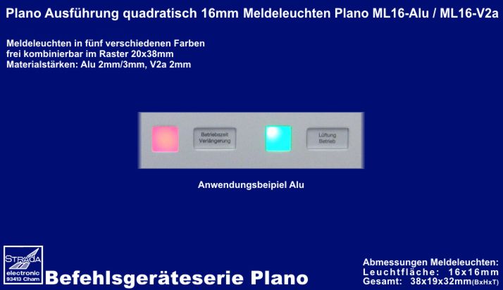 Befehlsgerteserie Plano quadratisch 16mm