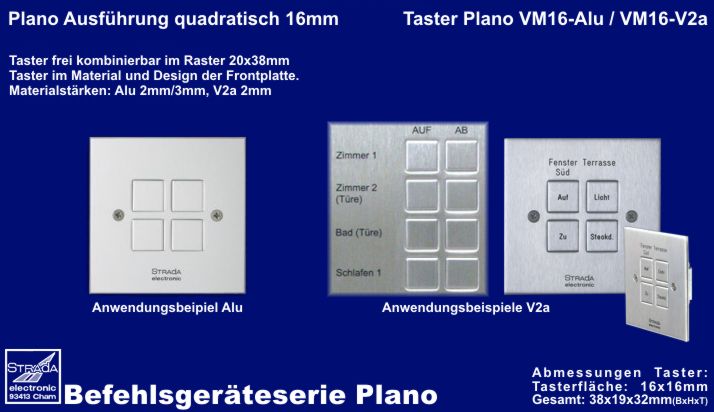 Befehlsgerteserie Plano quadratisch 16mm