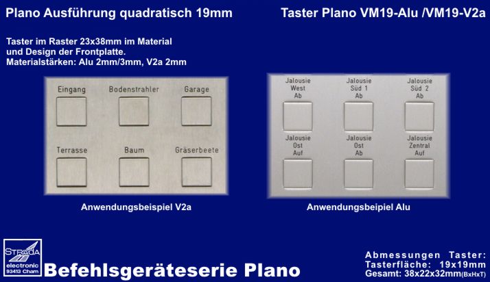 Befehlsgerteserie Plano quadratisch 19mm