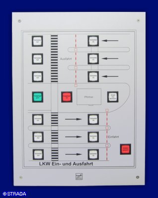 Lageplantableaus, Leuchtschaltbild, Anzeigetableau, Meldetableau, Lageplantableau und Blindschaltbild Frontplatte Alu - Lageplantableau f&uuml;r Schrankensteuerung