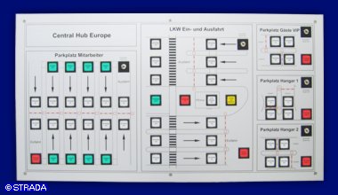 Lageplantableaus, Leuchtschaltbild, Anzeigetableau, Meldetableau, Lageplantableau und Blindschaltbild Frontplatte Alu - Lageplantableau f&uuml;r Schrankensteuerung