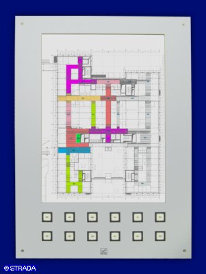 Lageplantableaus, Leuchtschaltbild, Anzeigetableau, Meldetableau, Lageplantableau und Blindschaltbild Frontplatte Alu - Lageplantableau mit austauschb. Grundrissdarstell.