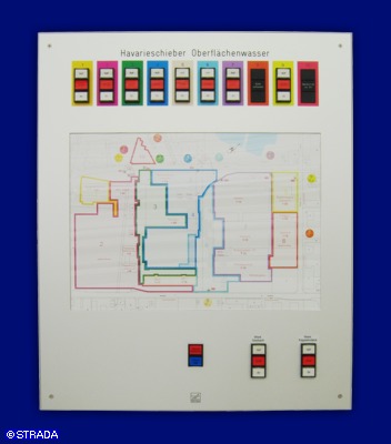 Lageplantableaus, Leuchtschaltbild, Anzeigetableau, Meldetableau, Lageplantableau und Blindschaltbild Frontplatte Alu - Lageplantableau mit austauschbarer Grundrissdarst.