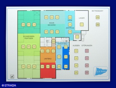 Lageplantableaus, Leuchtschaltbild, Anzeigetableau, Meldetableau, Lageplantableau und Blindschaltbild Folienfront - EIB-Lageplantableau mit Folienfront