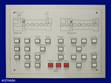 Lageplantableaus, Leuchtschaltbild, Anzeigetableau, Meldetableau, Lageplantableau und Blindschaltbild Frontplatte V2a - Edelstahl Lageplantableau graviert