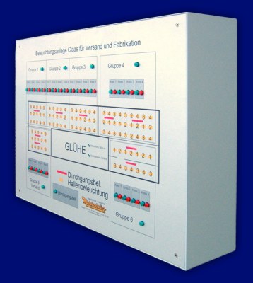 Lageplantableaus, Leuchtschaltbild, Anzeigetableau, Meldetableau, Lageplantableau und Blindschaltbild Frontplatte Alu - AP-Lageplantableau 5-farbig