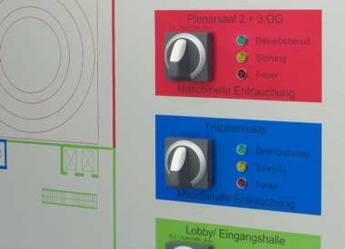 Brandmeldetableau, Entrauchungstableau - Entrauchungstableau im AP-Geh&auml;use