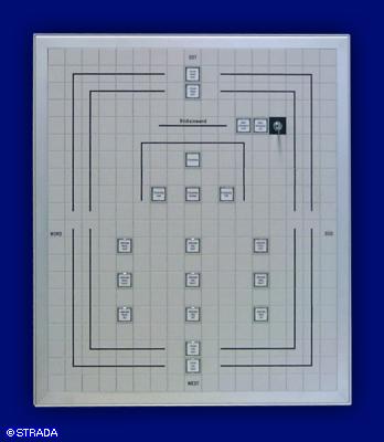 Lageplantableaus, Leuchtschaltbild, Anzeigetableau, Meldetableau, Lageplantableau und Blindschaltbild Front in Mosaiktechnik - AP-Lageplan