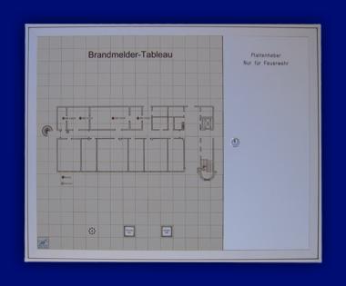 Brandmeldetableau in Mosaiktechnik - Mosaik-Lageplan m. Einstellfach