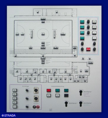 Lageplantableaus, Leuchtschaltbild, Anzeigetableau, Meldetableau, Lageplantableau und Blindschaltbild Frontplatte Alu - UP-Lageplan, 4-farbig