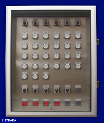 Bedientableau, Steuertableau, Schalttafel und Steuertafel Frontplatte V2a - Tableau m. Rahmen u. Sichtfenster