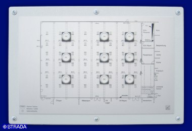 Lageplantableaus, Leuchtschaltbild, Anzeigetableau, Meldetableau, Lageplantableau und Blindschaltbild Frontplatte Alu - AP-Lageplantableau