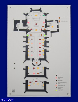 Kirchentableaus - Montage AP-Geh�use - Kirchenlageplantableau mit LED-Taster und LED